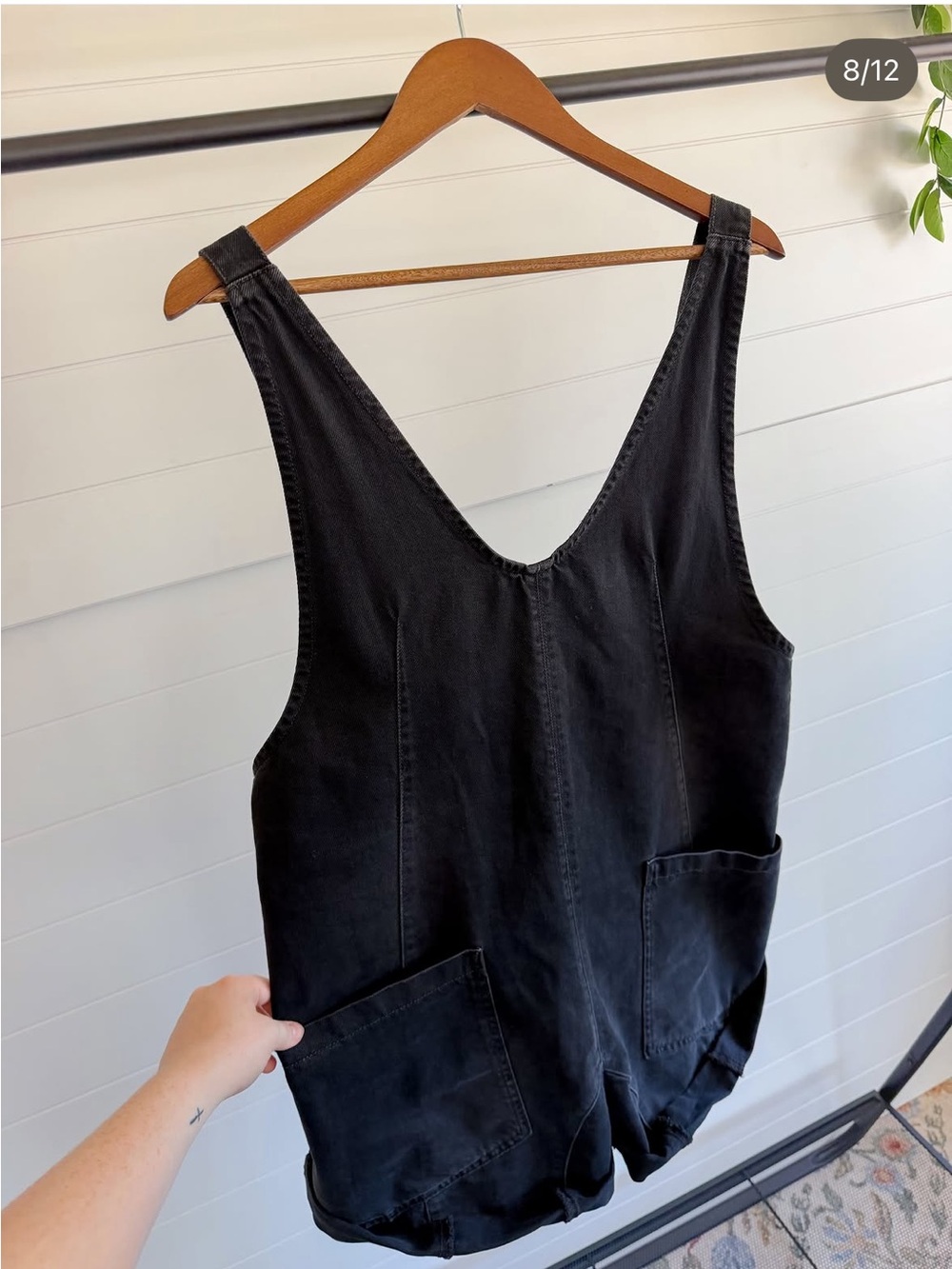 We The Free Black Sleeveless Denim Pocket Romper